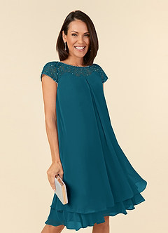 Azazie Tess Mother of the Bride Dresses Ink Blue Empire Sequins Chiffon Dress image8