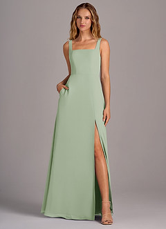 Azazie Debra Bridesmaid Dresses Dusty Sage A-Line with Pockets Chiffon Convertible Dress image5