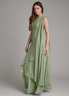 Azazie Monique Brautjungfernkleider A-Linie One-Shoulder Chiffon Kleid Pistazie image3