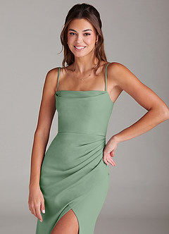 Azazie Leonis Bridesmaid Dresses Matcha Sheath Strapless Stretch Crepe Convertible Dress image2
