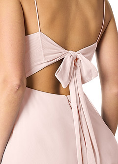 Azazie Rae Final Sale Blushing Pink A-Line Bow Mesh Dress image5