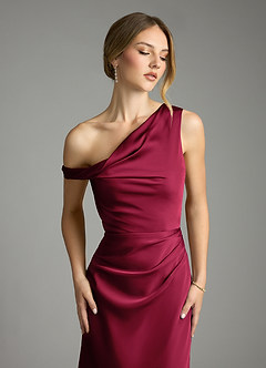 Azazie Emerson Brudtärnklänningar Klä av Sjöjungfru i Stretch Satin Av axeln Bourgogne image6