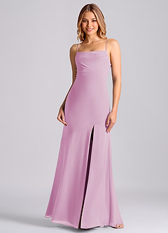 Azazie Grata Brudtärnklänningar Klä av Sjöjungfru i Chiffong Plisserad Godisrosa image3