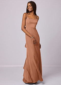 Barbie ♥ Azazie Robes de demoiselle d'honneur Robe Sirène en Satin extensible Arc Bronze image3