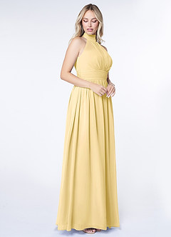 Azazie Iman Robes de demoiselle d'honneur Robe Trapèze en Mousseline de soie Ligne A froncée Beurre image3