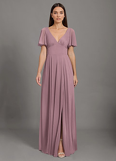 Azazie Kimber Final Sale Agave A-Line with Pockets Mesh Dress image9