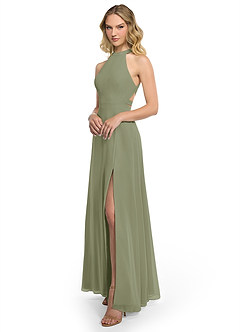Azazie Clarice Abiti da Damigella Abito A-Line in Chiffon con Scollo Halter Pistacchio image2