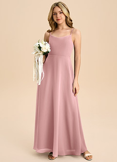 Azazie Shale Junior Dusty Rose A-Line Bow Chiffon Dress image5