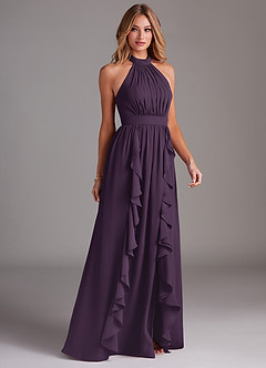 Azazie Avary Bridesmaid Dresses Plum A-Line Pleated Chiffon Dress image5
