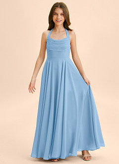 Azazie Kady Junior Powder Blue A-Line Sweetheart Neckline Chiffon Dress image3