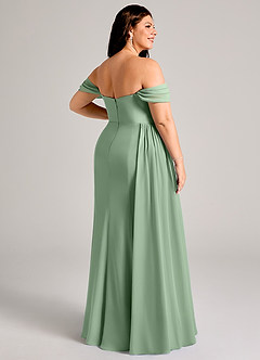 Azazie Amyra Bridesmaid Dresses Matcha Sheath Off the Shoulder Chiffon Convertible Dress image14