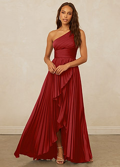 Christian Siriano Bridal for Azazie 1008 Brautjungfernkleider A-Linie One-Shoulder Stretch-Satin Kleid Granatapfelrot image5