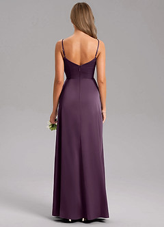 Azazie Azuree Bridesmaid Dresses Plum A-Line Pleated Stretch Satin Dress image8