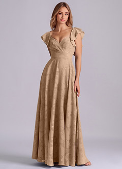 Azazie Leilani 신부 들러리 드레스 A라인 스윗하트 네크라인 플로럴 번아웃 바닥 길이 드레스 image3