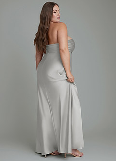 Azazie Saylor Bridesmaid Dresses Silver Mermaid Strapless Stretch Satin Dress image12
