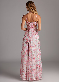 Azazie Zeya Bridesmaid Dresses Abstract Watercolor Floral A-Line V-Neck Pleated Chiffon Dress image5