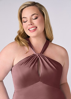 Barbie ♥ Azazie Bridesmaid Dresses Vintage Mauve Sheath Stretch Satin Dress image10
