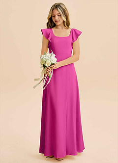 Azazie Bondi Junior Linia A Rozcięcie z boku Satyna elastyczna Długość podłogi Młodsza druhna Sukienka image5