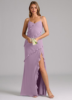 Azazie Nancie Brautjungfernkleider Meerjungfrau-Linie Gestreift Chiffon Kleid Blauregen image8