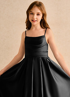 Azazie Reia Junior Formal Flower Girl Klänningar Klä A-Line i Matt satäng Plisserad image6