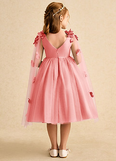 Azazie Staria Flower Girl Dresses Coral Ball-Gown Ruched Tulle Dress image2