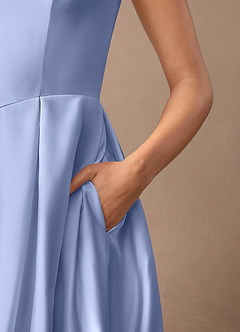 Azazie Fulton Mother of the Bride Dresses Ice A-Line Pleated Stretch Satin Dress image7