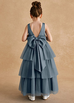 Azazie Megallie Flower Girl Dresses Twilight A-Line Bow Tulle Dress image5