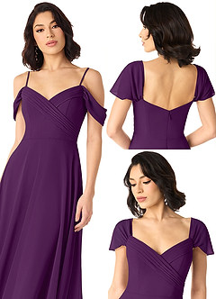 Azazie Tancie Bridesmaid Dresses Grape A-Line Off the Shoulder Chiffon Convertible Dress image6