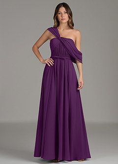 Azazie Nyah Brautjungfernkleider Eine Linie Schulterfrei Chiffon Kleid Traube image4