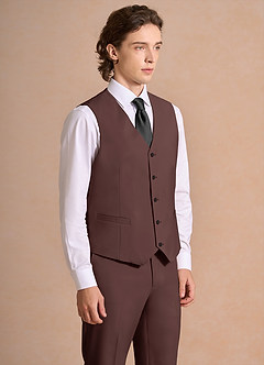 front James Espresso Structured Stretch Suit Vest