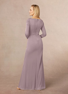 Azazie Risa Mother of the Bride Dresses Dusk Mermaid V-Neck Pleated Mesh Dress image3