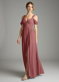 Azazie Lianne Bridesmaid Dresses Amethyst A-Line Off the Shoulder Chiffon Dress image4