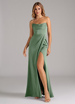 Azazie Johana Bridesmaid Dresses Matcha Mermaid Off the Shoulder Stretch Satin Convertible Dress image6