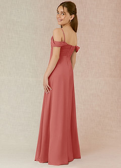 Azazie Kaitlynn Junior A라인 오프 더 숄더 쉬폰 플로어 길이 주니어 신부 들러리 드레스 image5