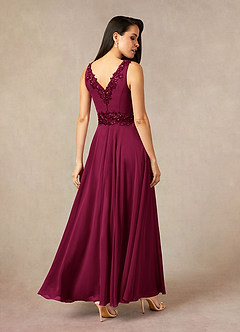Azazie Devana Mère de la mariée Robes Robe Trapèze en Mousseline de soie Sequins Bourgogne image4