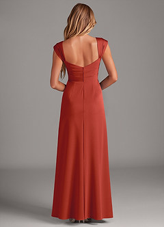 Azazie Laila Bridesmaid Dresses Rust A-Line Pleated Stretch Satin Dress image2