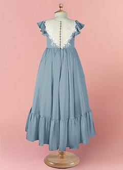 Barbie ♥ Azazie Flower Girl Dresses Dusty Blue A-Line Lace Stretch Satin Dress image8