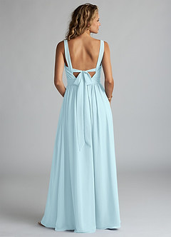 Azazie Aziza Bridesmaid Dresses Cloud Blue A-Line V-Neck Pleated Chiffon Dress image4