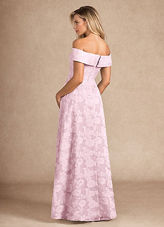 Azazie New London vestidos de madre de la novia Vestido de Jacquard Morado de Devorado Floral de Corte En A con Plisado image5
