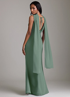 Azazie Linelle Robes de demoiselle d'honneur Robe Sirène en Mousseline de soie Plissée Eucalyptus image10