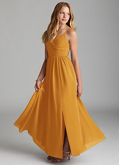 Azazie Zeya Junior Butterscotch A-Line Chiffon Dress image4