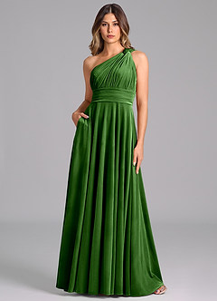 Azazie Charlize Bridesmaid Dresses Ivy A-Line One Shoulder Velvet Dress image1
