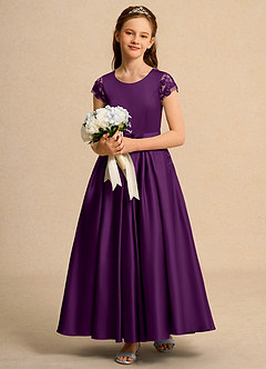 Azazie Bunny Junior Formal vestidos de niña de las flores Vestido de Uva de Encaje de Princesa image3