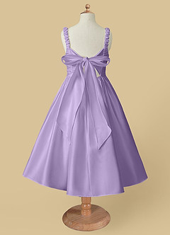Azazie Cutie Pie Flower Girl Dresses Lilac A-Line Pleated Matte Satin Dress image5