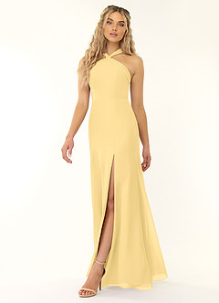 Azazie Rue Bridesmaid Dresses Butter A-Line Halter Chiffon Dress image5