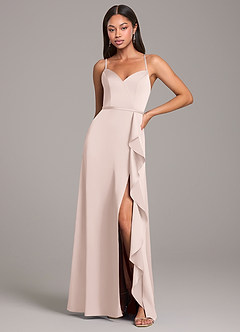Azazie Naeem Bridesmaid Dresses Blushing Pink A-Line Stretch Satin Dress image1