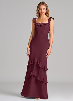 Azazie Marilynn Final Sale Cabernet Mermaid Off the Shoulder Chiffon Dress image1