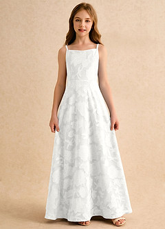 Azazie Jaella Girls Formal Flower Girl Klänningar Klänning A-Line i Blommig Utbrändhet Plisserad image3