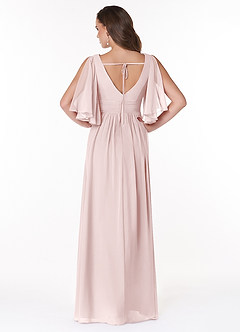 Azazie Temeka Bridesmaid Dresses Blushing Pink A-Line Ruched Chiffon Dress image2