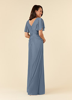 Azazie Emmeline Mère de la mariée Robes Robe Trapèze en Maille Col V plissé Violet Crépusculaire image4